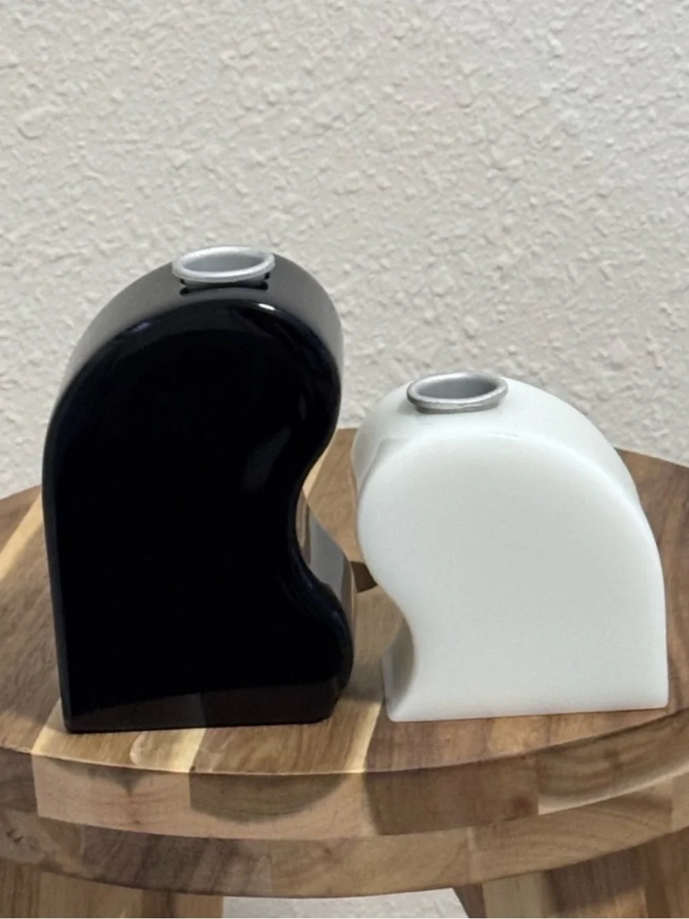 Areaware Seymour Sculptural Interlocking Candle Holder Set Black White NWT